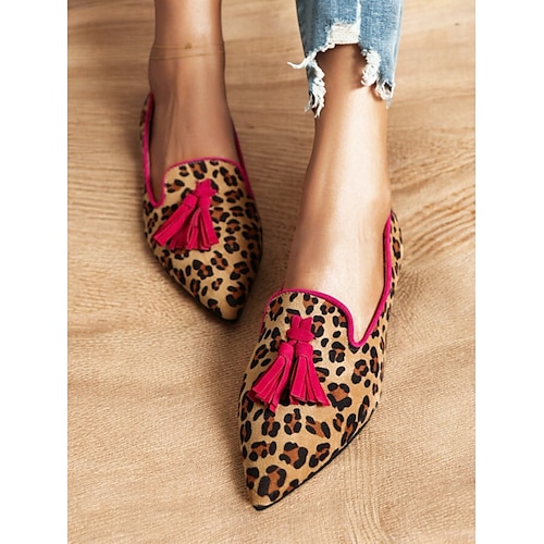  Women's Cow Print Tassel Loafers with Green Trim – Stylish Slip-On Dress Shoes for Casual and Formal Occasions