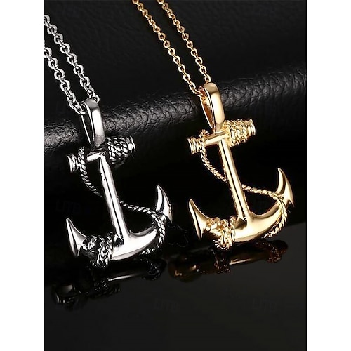 Collier pendentif ancre pour homme - bijoux de mode de style nautique pour les occasions décontractées et formelles