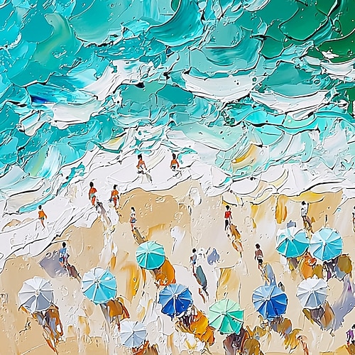 dipinto a olio originale fatto a mano su tela per feste estive sulla spiaggia, arte murale astratta per la decorazione della casa con cornice allungata/senza cornice interna