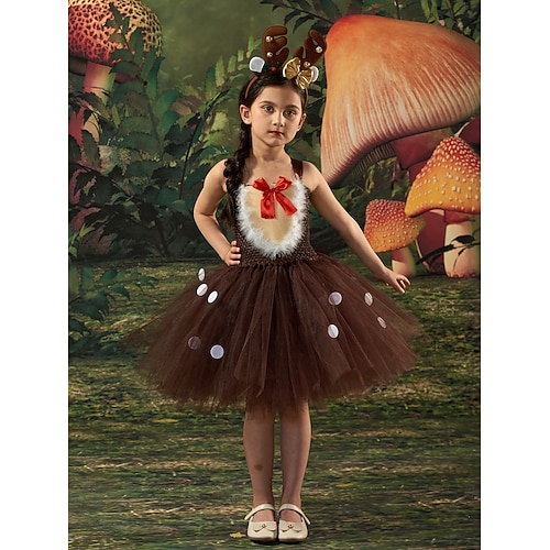 Meanju Déguisement Renne Enfant – Tutu, Serre-Tête, Stickers Visage – Idéal Pour Noël, Halloween, Anniversaire