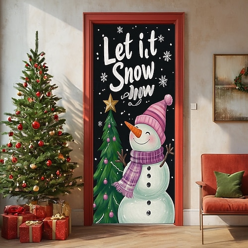  bannière de noël décorations de porte de Noël, couvertures de porte, tapis de porte avec feu d'artifice, , décoration, toile de fond, bannière de porte pour porte d'entrée, décoration de fête de fin