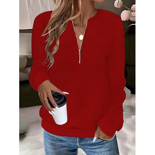  dámská mikina casual plain street dailywear crew krk zip dlouhý rukáv černá bílá červená šedá podzim zima