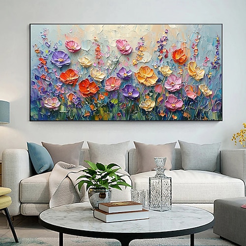 2026年 手作りのオリジナルカラフルな花の油絵キャンバス抽象的な花の