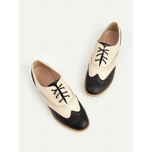 Joliss Mujer Tacu00f3n Bajo Oxford Mujer Cordones Trabajo Oxford