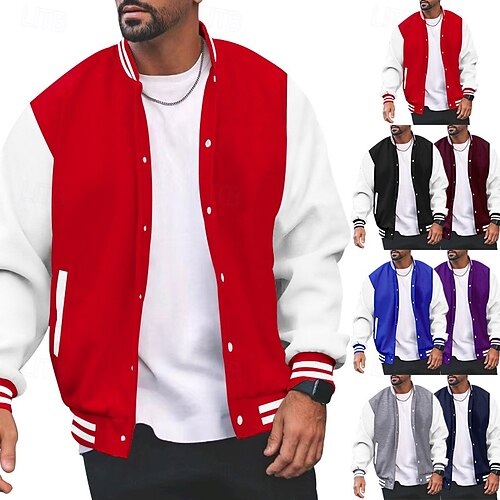 Per uomo Giacca Leggera Giacca Estiva Giubbotto bomber Giacca di transizione Vacanza Abbigliamento quotidiano Caldo Stile Classico Primavera & Autunno Blocco di colori Comfort Tempo libero Colletto