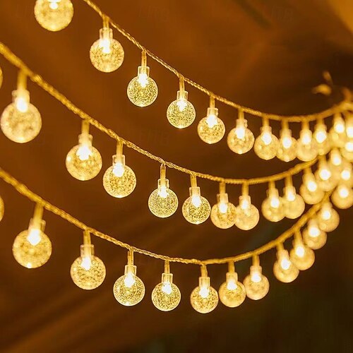 Batteriebetriebene Lichterkette Mit Kugeln – Weihnachtsdeko Für Fenster, Garten, Indoor & Outdoor – Warmes Licht, Flexibel Einsetzbar