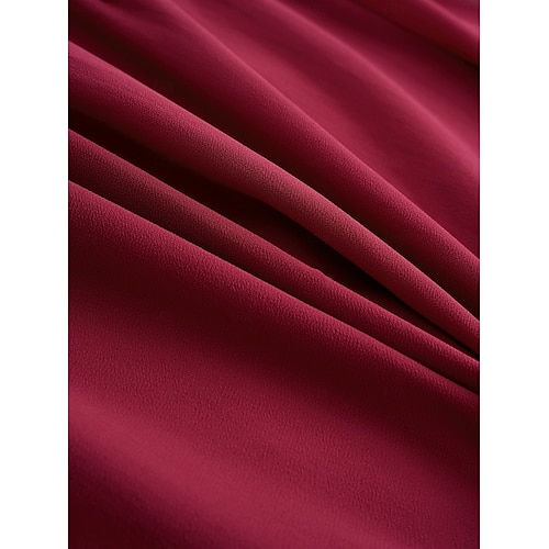 vestido midi feminino bordô com sobreposição de lantejoulas assimétricas decote redondo detalhe em v comprimento três quartos mangas divididas não elásticas elegante coquetel noite comprimento do