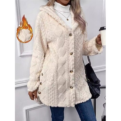 Damen Fleecejacke Teddy-Mantel Hoodie Jacke warm halten Atmungsaktiv Zip Tasche Innenfutter aus Fleece Brautkleider schlicht Glatt Urlaub Strasse Freizeitskleidung Ausgehen Einreihiger Verschluss Damen Fleecejacke Teddy-Mantel Hoodie Jacke warm halten Atmungsaktiv Zip Tasche Innenfutter aus Fleece Brautkleider schlicht Glatt Urlaub Strasse Freizeitskleidung Ausgehen Einreihiger Verschluss