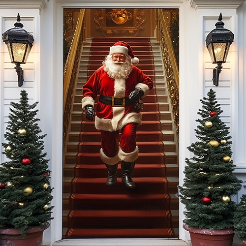  bannière de noël décorations de porte de Noël, couvertures de porte, tapisserie de porte de Noël, , décoration, toile de fond, bannière de porte intérieure/extérieure pour porte d'entrée, ferme