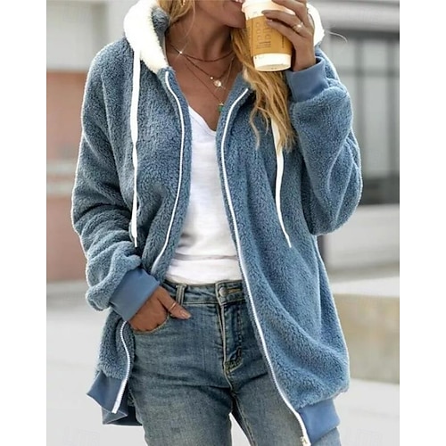 Chaqueta casual para mujer con bolsillos, color sólido, cálida, elegante, holgada, ropa de abrigo, manga larga, otoño, burdeos, s