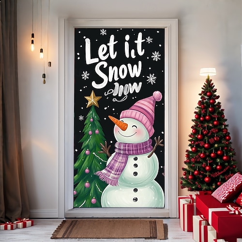  bannière de noël décorations de porte de Noël, couvertures de porte, tapis de porte avec feu d'artifice, , décoration, toile de fond, bannière de porte pour porte d'entrée, décoration de fête de fin