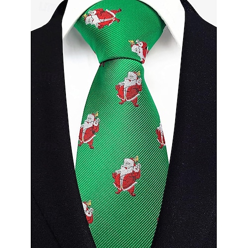  gravata masculina com tema natalino – gravatas festivas com padrões de papai noel, flocos de neve e bengalas doces para festas de fim de ano
