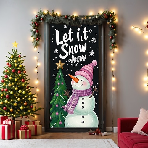  bannière de noël décorations de porte de Noël, couvertures de porte, tapis de porte avec feu d'artifice, , décoration, toile de fond, bannière de porte pour porte d'entrée, décoration de fête de fin