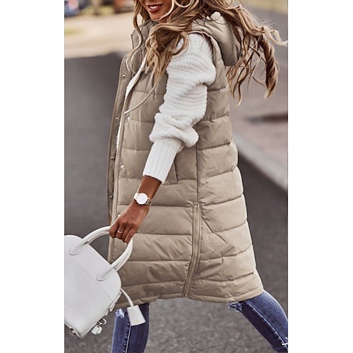 Damen Fleeceweste, warme Tasche, Fleecefutter, Reißverschluss, Umlegekragen, elegant, einfarbig, lockere Passform, Oberbekleidung, ärmellos, Frühling/Herbst, Weiß/Khaki, S, M, L, XL, 2XL Damen Fleeceweste, warme Tasche, Fleecefutter, Reißverschluss, Umlegekragen, elegant, einfarbig, lockere Passform, Oberbekleidung, ärmellos, Frühling/Herbst, Weiß/Khaki, S, M, L, XL, 2XL