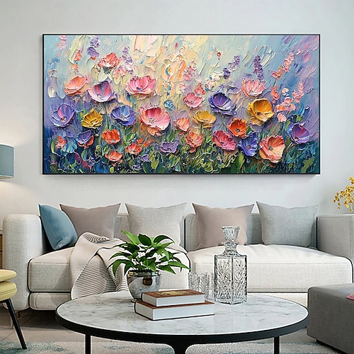 2026年 手作りのオリジナルカラフルな花の油絵キャンバス抽象的な花の