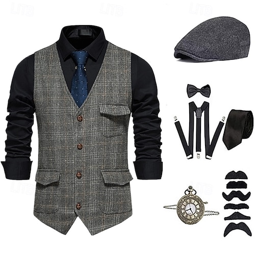 Retro Vintage Roaring 20s 1920s Outfits Waistcoat Accesories Set