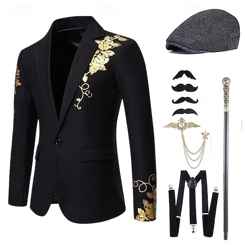 Retro Vintage Roaring 20s 1920s Outfits Waistcoat Accesories Set Gentleman  Fancy Dress Men's Halloween Carnival New Year Party / Evening Masquerade  New Year Eve Adults' Cravat Coat Vest All Seasons 2026 - 37.99