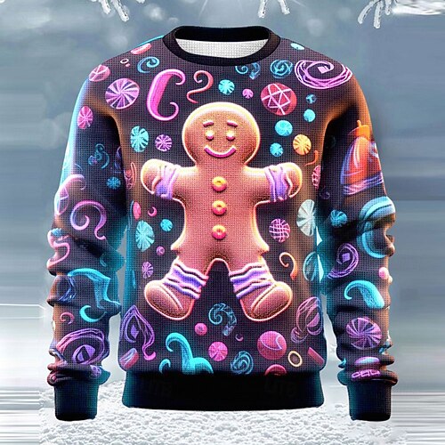 Ugly Christmas Sweater Men's Sweaters Rock Snowflake Gingerbread