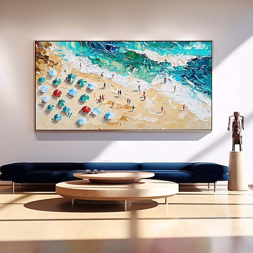  dipinto a olio originale fatto a mano su tela per feste estive sulla spiaggia, arte murale astratta per la decorazione della casa con cornice allungata/senza cornice interna
