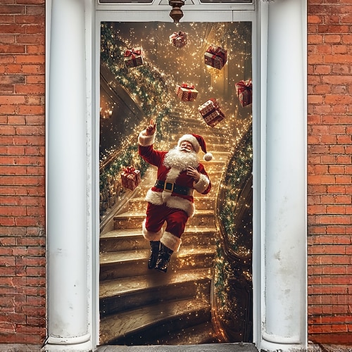  bannière de noël décorations de porte de Noël, couvertures de porte, tapisserie de porte de Noël, , décoration, toile de fond, bannière de porte intérieure/extérieure pour porte d'entrée, ferme