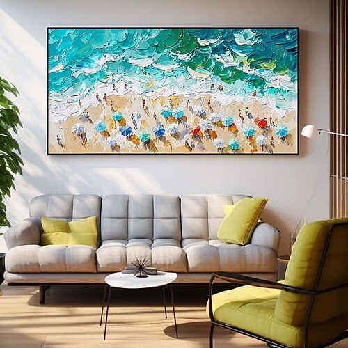  dipinto a olio originale fatto a mano su tela per feste estive sulla spiaggia, arte murale astratta per la decorazione della casa con cornice allungata/senza cornice interna