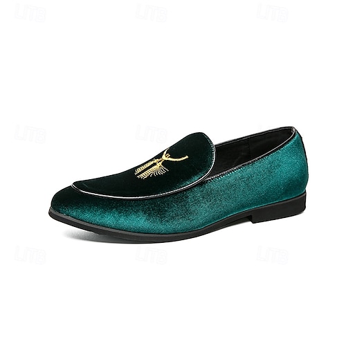 slim fit dress slacks OneDrop Handmade Green Men Velvet Dress Shoes Leather Tie Red Bottom Wedding Prom Party Loafers Green / 12.5 main image 1