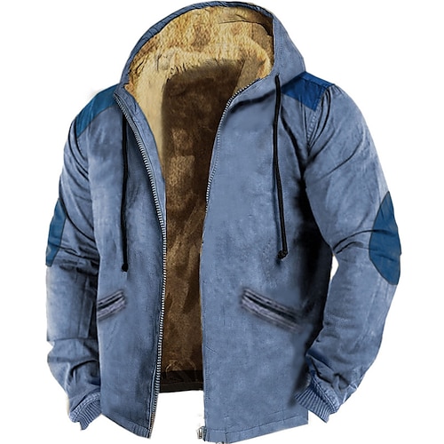 

Voor heren Hoodie met volledige rits Fuzzy Sherpa Fleece jas Fleece hoodie Zwart Wijn blauw Bruin Donkergrijs Capuchon Effen Vetoketju Zak Trekkoord Sport & Outdoor Dagelijks Weekend Polyester