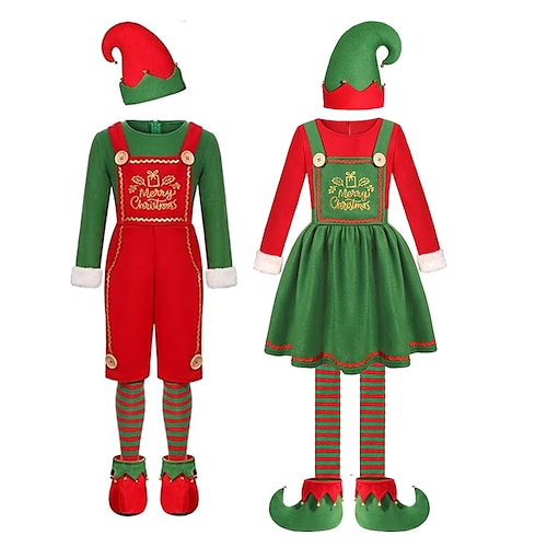 

Elfo Roupa Fantasia fantasia Fantasia de Natal Homens Mulheres Para Meninos Para Meninas Natal Ano Novo Noite de Natal Traje Cosplay Adulto Crianças Festa Natal Ocasiões Especiais