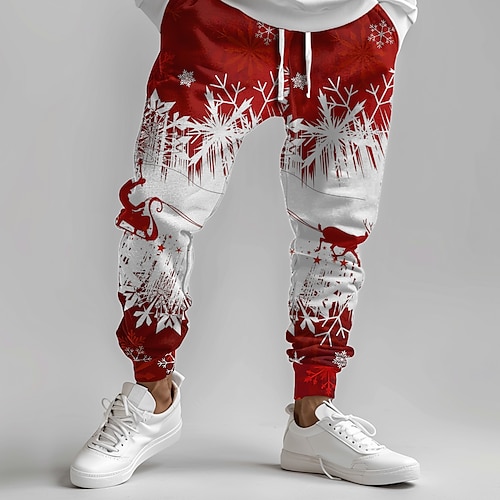 

Christmas Men's Christmas Scene Printed Sweatpants Santa Claus Elk Fashion Casual Joggers Trousers Pocket Mid Waist Drawstring Elastic Waist Party Evening Dailywear Spring Fall Winter 3D Print