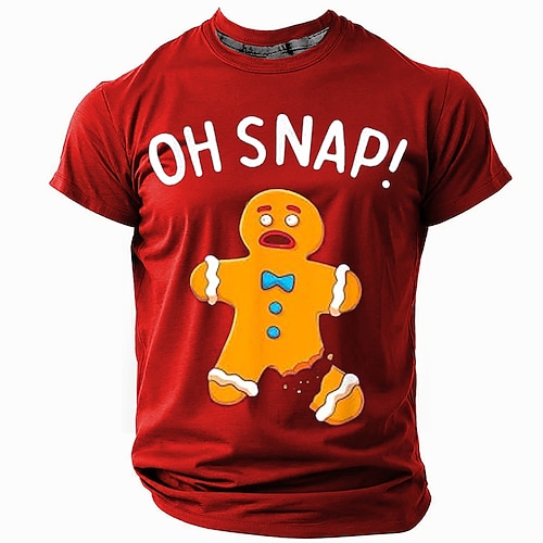 

Christmas Men's Funny Christmas 3D T-shirts Gingerbread Man Casual Street Style 3D Print Tee Sports Outdoor Holiday Lake Blue Red Green Short Sleeve Crew Neck Spring & Summer Clothing Apparel S M