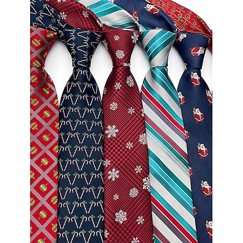 

Men's Christmas Themed Tie – Festive Neckties with Santa, Snowflakes, and Candy Cane Patterns for Holiday Parties