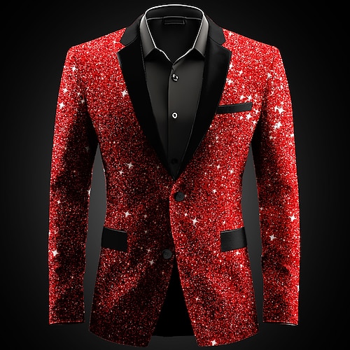 

Christmas Men's Christmas Scene Print Blazers Artistic Casual Coat Blazer Jacket Breathable Comfortable Party Evening Daily Button 3D Print Multi Pocket Regular Fit Fall & Winter Turndown Long Sleeve