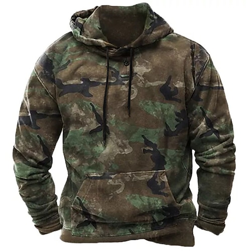 

Men's Unisex Pullover Hoodie Sweatshirt Army Green Hooded Camouflage Graphic Prints Print Daily Sports 3D Print Streetwear Designer Casual Spring & Fall Clothing Apparel Hoodies Sweatshirts Long