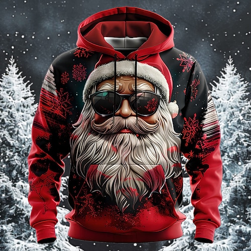 

kerst heren kerstman 3d hoodies kerstman mode 3d print vakantie vakantie streetwear hoodies rood capuchon print voorzak lente&herfst designer shirt