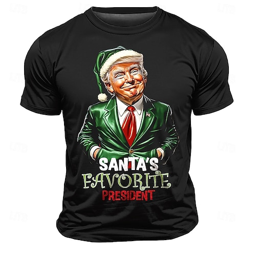 

Christmas Men's Funny Trump Make America Great Again 3D T-shirts Trump Hat Fashion Athleisure 3D Print Tee Street Sports Outdoor Black Short Sleeve Crew Neck Summer Spring Clothing Apparel