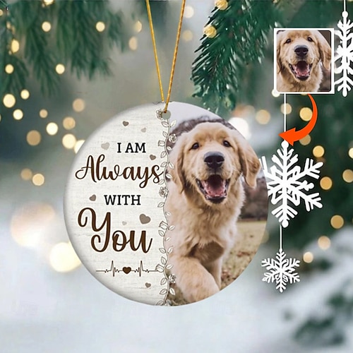 

Personalized Photo Christmas Memorial Ornament Custom Memorial Gift 2D Acrylic Gifts Hanging Pendant Xmas Decoration - I Am Always With You