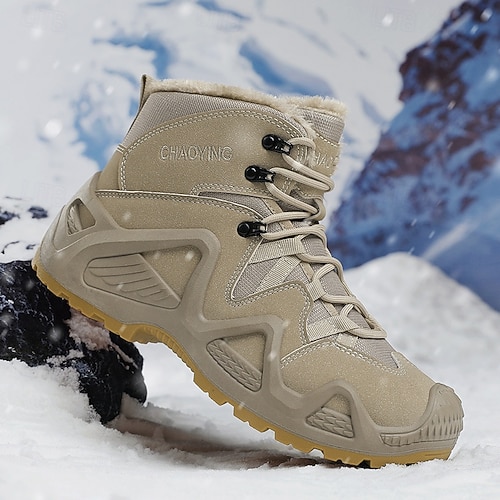 Men's Waterproof Snow Hiking Boots – Light Gray With Fur Lining, Size 8 D(M) US - View #5