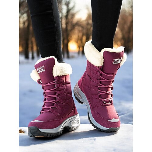 Stivali da Neve for Donna Cerniera Laterale Impermeabile Calda Fodera in Pelliccia Sintetica Suola in Gomma Antiscivolo Stivali Invernali da Uomo Casual Comodi Stivaletti Unisex A metà Polpaccio (col