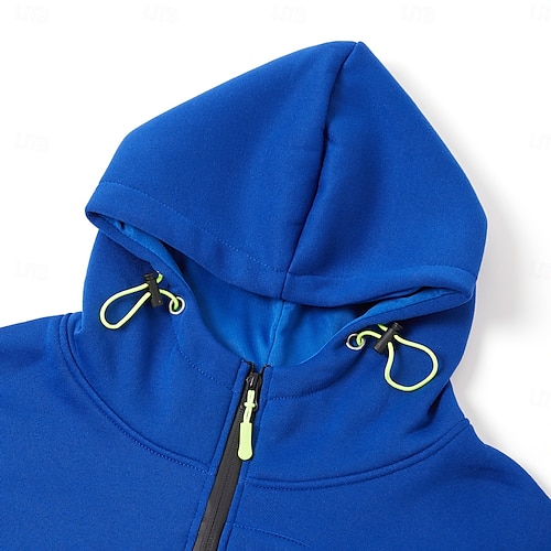  Men's Hoodie Full Zip Hoodie Fleece Hoodie Black White Wine Navy Blue Royal Blue Hooded Plain Zipper Pocket Sports & Outdoor Daily Holiday Polyester Streetwear Cool Casual Spring &  Fall Clothing