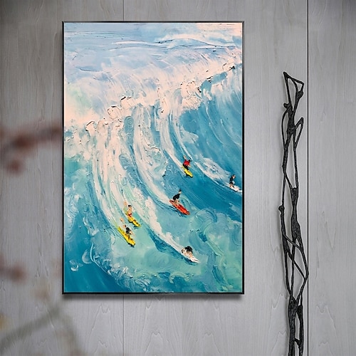  dipinto a olio fatto a mano blu oceano surf pittura a olio dipinto a mano dipinto contemporaneo indaco su tela grande arte oceano mare pittura pesce nelle profondità arredamento per la casa pittura
