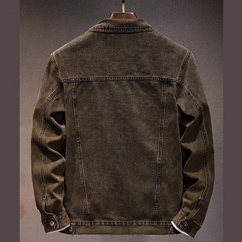  Per uomo Giacca Leggera Giacca di Jeans Giacca da Lavoro Formale Casa Tasca Inverno Primavera & Autunno Tinta unica Retrò Vintage Colletto a Camicia Regolare Nero Blu Giacca