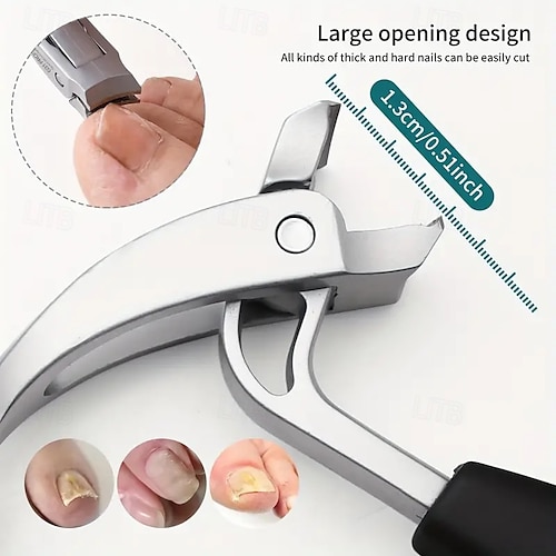  1 coupe-ongles professionnel G31 robuste, large ouverture de mâchoire, anti-éclaboussures, coupe-ongles incliné, long manche en acier inoxydable pour hommes et personnes âgées