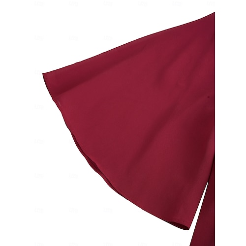  vestido midi feminino bordô com sobreposição de lantejoulas assimétricas decote redondo detalhe em v comprimento três quartos mangas divididas não elásticas elegante coquetel noite comprimento do