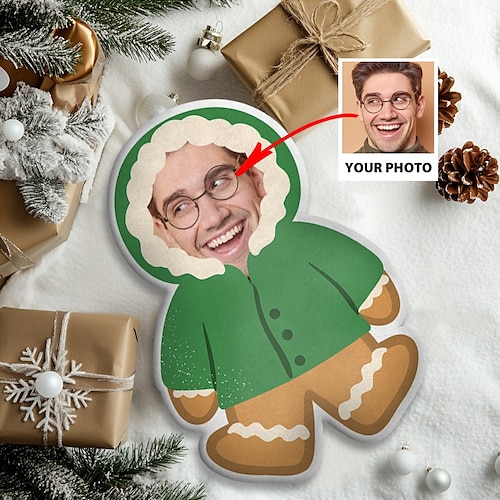  Irregular Christmas Cushions & Pillows Personalized Gift Photo Gingerbread Custom Gift Ideas in Various Sizes with Insert