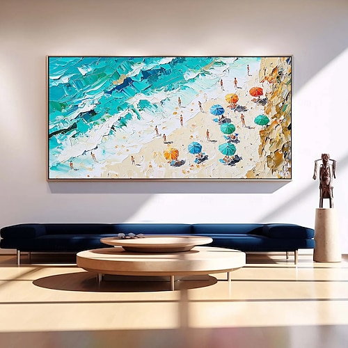  dipinto a olio originale fatto a mano su tela per feste estive sulla spiaggia, arte murale astratta per la decorazione della casa con cornice allungata/senza cornice interna