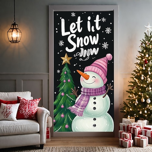  bannière de noël décorations de porte de Noël, couvertures de porte, tapis de porte avec feu d'artifice, , décoration, toile de fond, bannière de porte pour porte d'entrée, décoration de fête de fin