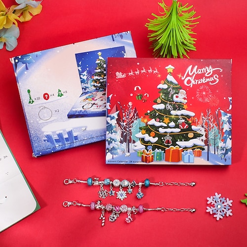  Χριστουγεννιάτικα Βραχιόλια Ημερολογίου Advent 2025 για Κορίτσια 24 Ημέρες Αντίστροφης Μέτρησης Χριστουγέννων DIY Σύνολο Κατασκευής Κοσμημάτων Δώρο 22 Χάντρες Γοητείας 2 Βραχιόλια για Παιδιά Έφηβες