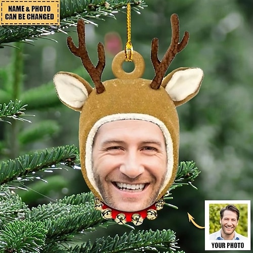  Személyre szabott fénykép karácsonyi díszek aranyos rénszarvas akril 2D egyedi karácsonyfadíszek xmas dekoráció függő pendant ajándékok