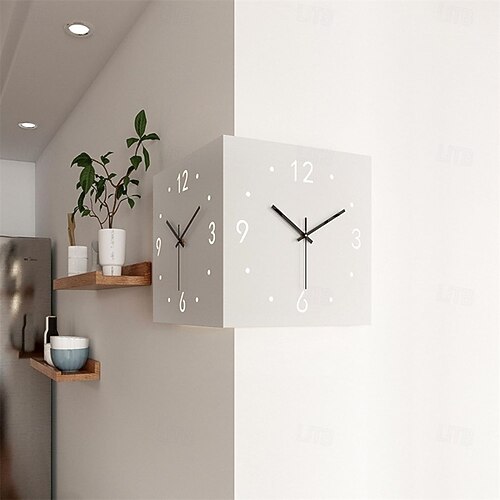 Moderne wandklok voor in de woonkamer, dubbelzijdige hoekklok, digitale
