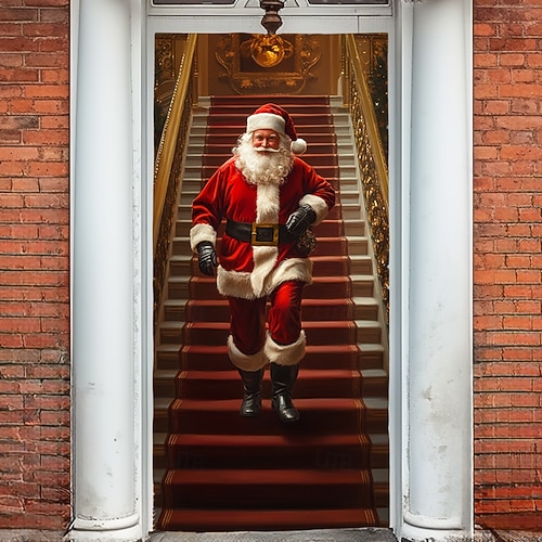  bannière de noël décorations de porte de Noël, couvertures de porte, tapisserie de porte de Noël, , décoration, toile de fond, bannière de porte intérieure/extérieure pour porte d'entrée, ferme